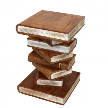 Wooden Book stack Lamp Table